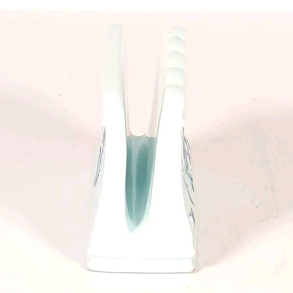 Davar  Porcelain Napkin Holder Blue Rooster 4" x 3.5" Japan - Picture 5 of 11